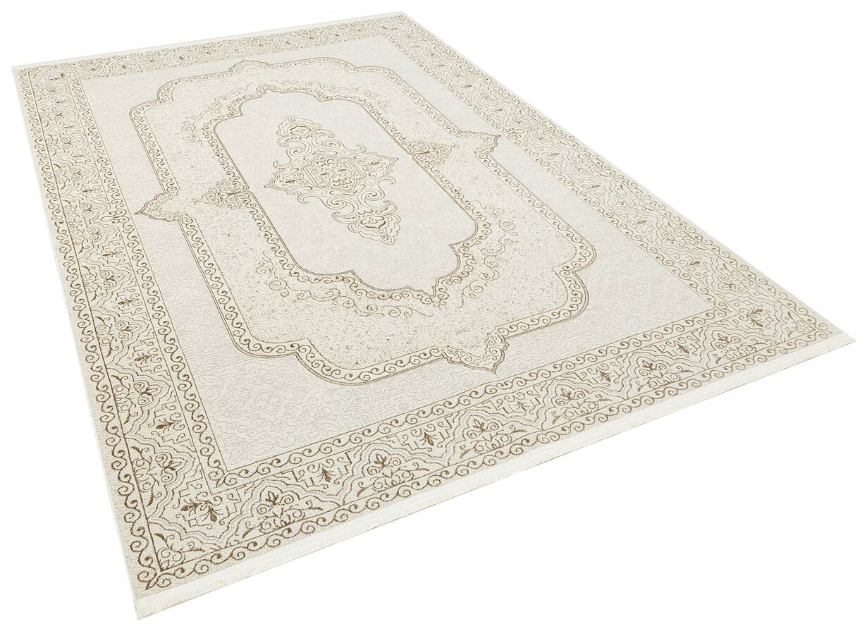 Riena 1122 Latte - Akrilik Polyester Halı | Kaymaz Tabanlı Dekoratif Halı