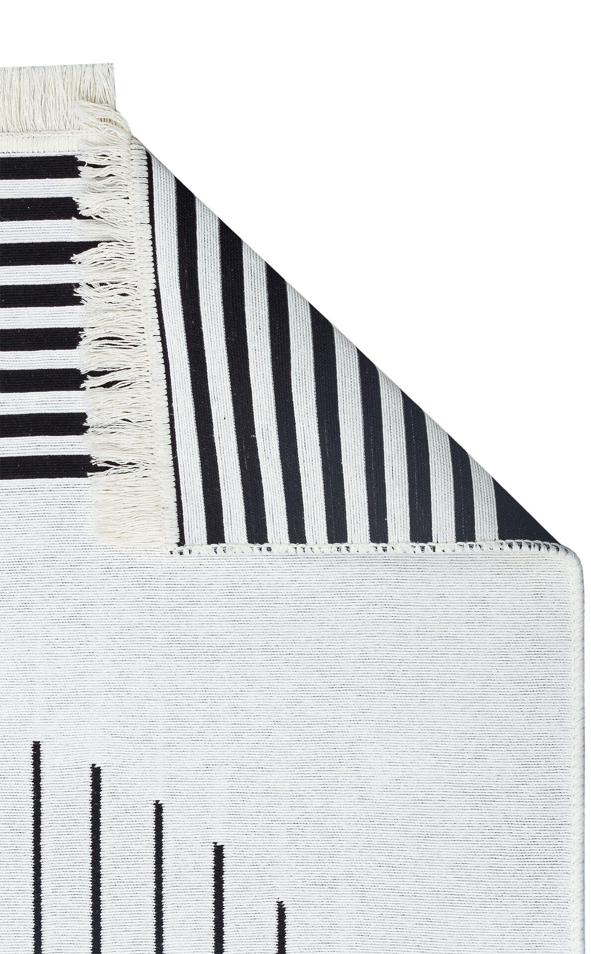 Arya AR 25 Beyaz Siyah - Yıkanabilir Çift Taraflı Modern Dokuma Kilim
