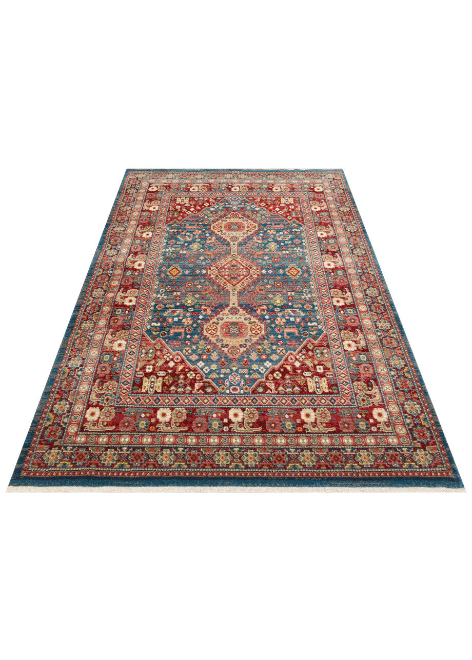 Kybele Kyb 05 Navy Kırmızı Klasik Yıkanabilir Otantik Salon ve Oturma Odası Halısı
