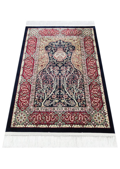 Sateen Afghan SCD 02 - Etnik Desenli Bordo Makine Halısı – Yıkanabilir, Kaymaz Taban, Hav Vermez