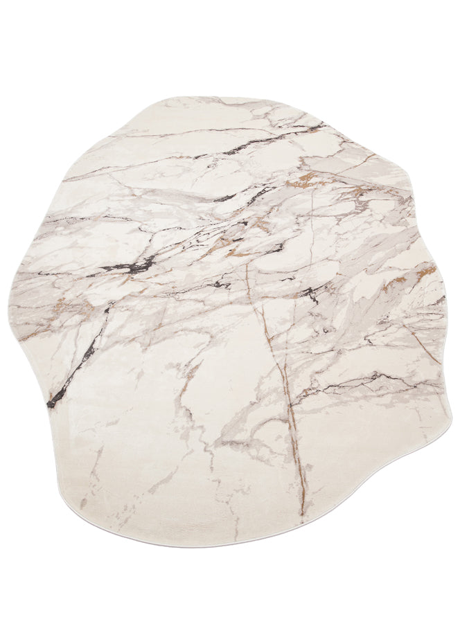 Utopia UTP 12 Krem Gri Amorf Tasarımlı Modern Viskon Halı Oval Kesim Yıkanabilir Salon Halısı