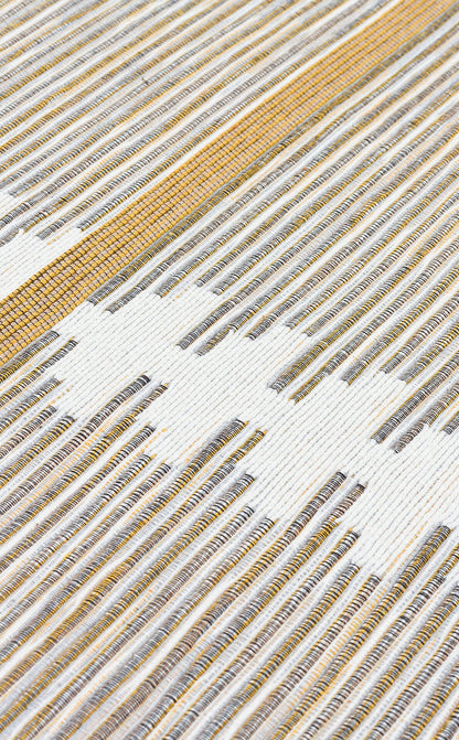 ARC 01 WHITE YELLOW  - ARYA CRAFT - Hav Toz Vermez Yıkanabilir Modern Desenli Dokuma Kilim