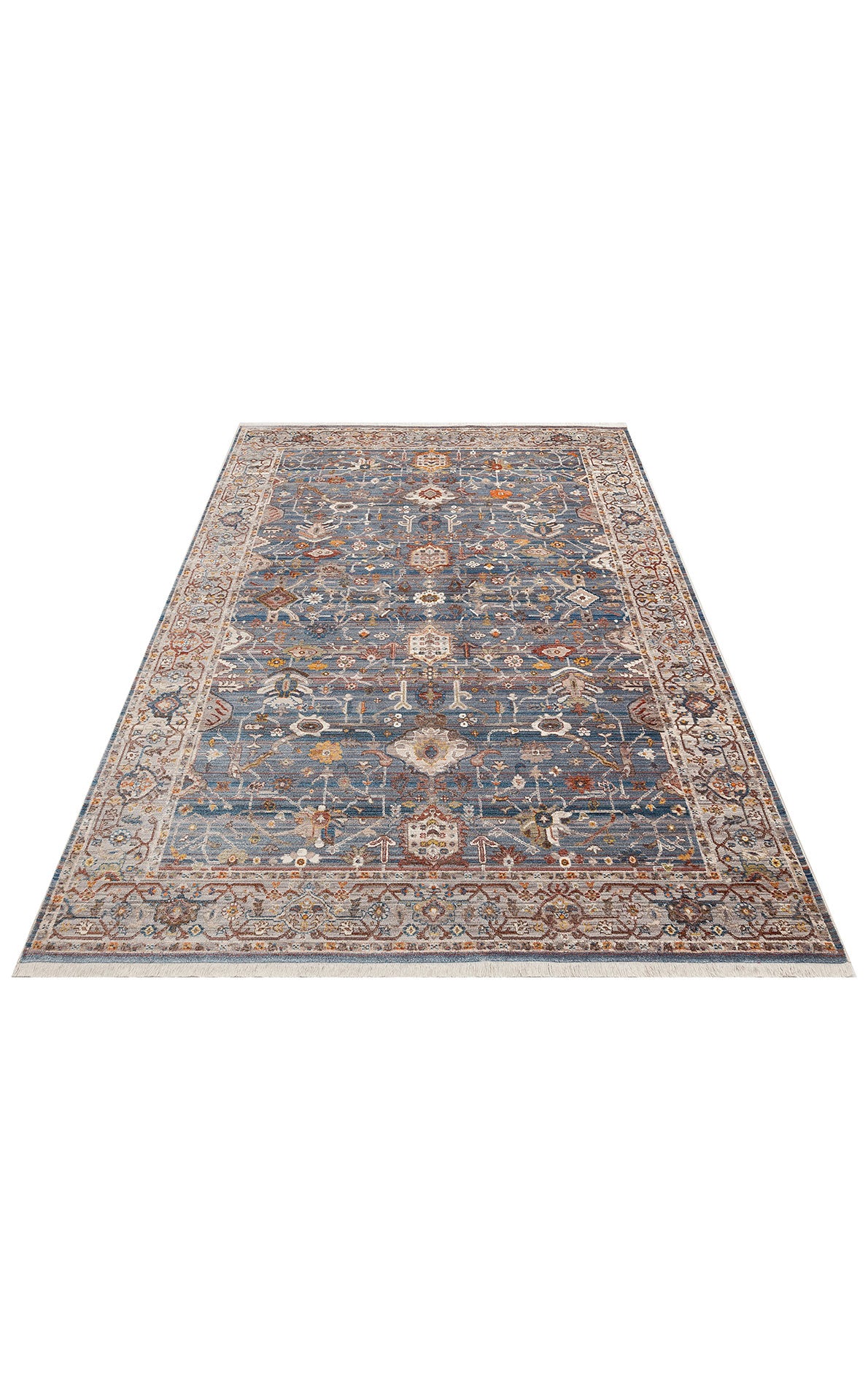 Pietra 01 NAVY GREY Sıcak Renk Tonlu Etnik Desenli Yumuşak Dokulu Makine Halısı