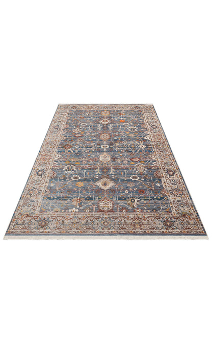 Pietra 01 NAVY GREY Sıcak Renk Tonlu Etnik Desenli Yumuşak Dokulu Makine Halısı