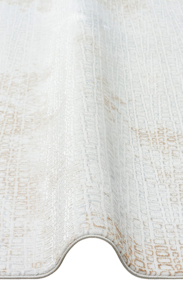 ST 108 CREAM BEIGE  - SATEEN - Yıkanabilir Kaymaz Tabanlı Hav Vermez Sık Dokuma Modern Halı