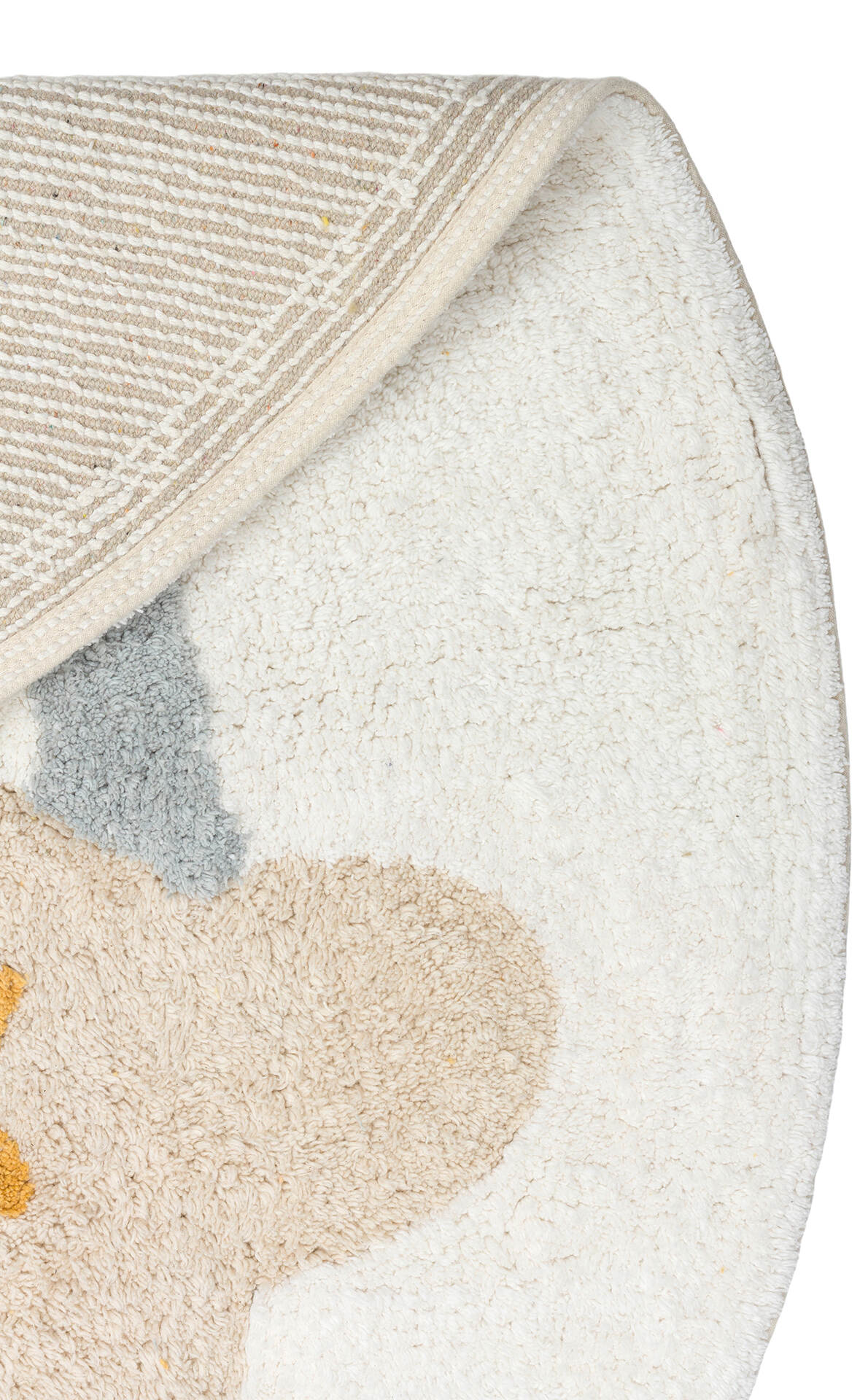 Cotton Boon XXW CBN 07 Çok Renkli Yuvarlak Q120 - Yıkanabilir Kaymaz Naturel Pamuk Bebek Halısı