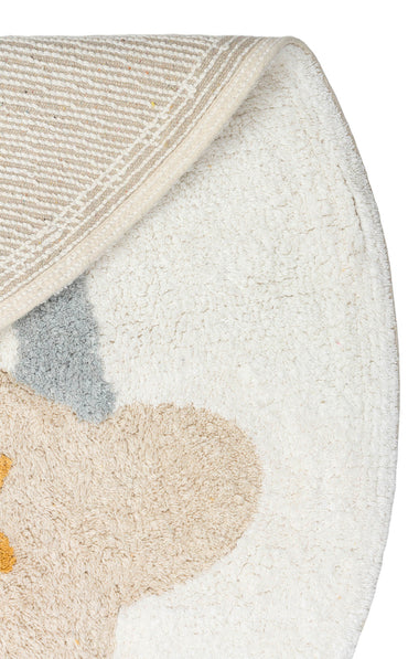 Cotton Boon XXW CBN 07 Çok Renkli Yuvarlak Q120 - Yıkanabilir Kaymaz Naturel Pamuk Bebek Halısı