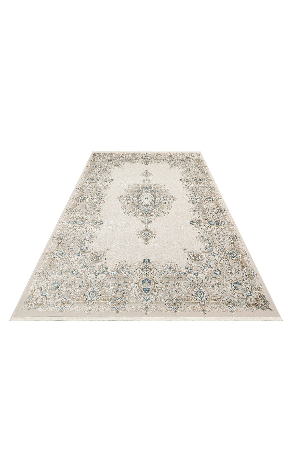 PLM 01 CREAM BLUE  - PALMIRA - Yüksek Kaliteli Sık Dokuma Modern Salon Halısı