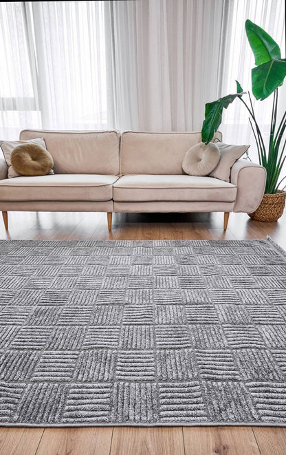  Anemon 6824 Gri - Polyester Dokuma Halı | İskandinav Salon Halısı