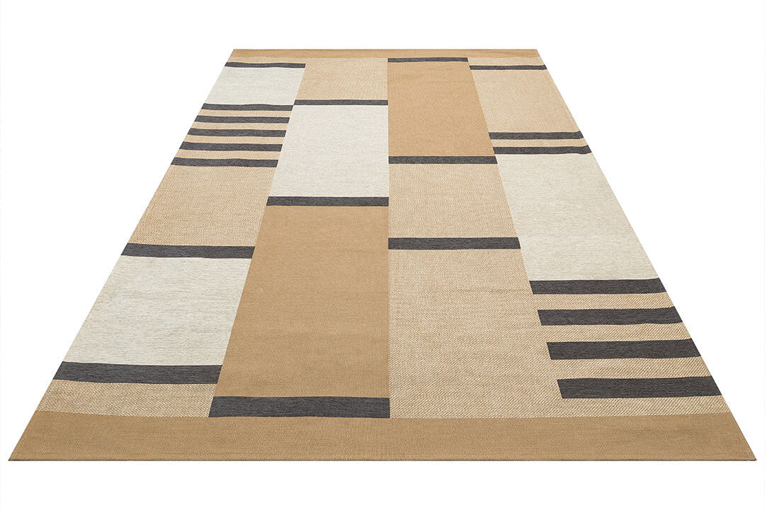 BRK 14 NATURAL GREY  - BROOKLYN - Hasır Görünümlü Kaymaz Renkli Dokuma Modern Kilim
