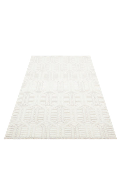 Ada 03 Krem - Yıkanabilir Kaymaz Hav Yapmaz Modern Düz Dokuma Kilim