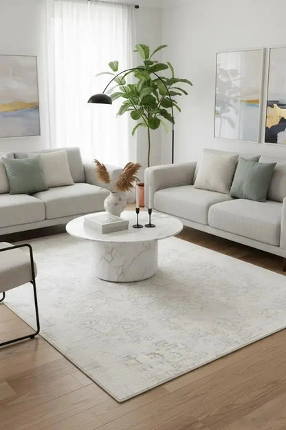 Dekor Modern Halı 1135 Krem  Yumuşak Dokulu Saçaksız Salon Halısı