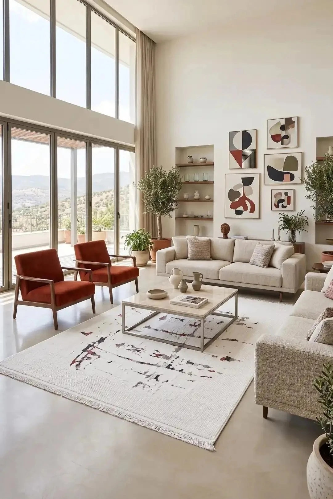 Sunset 1170 Krem Akrilik Modern Halı