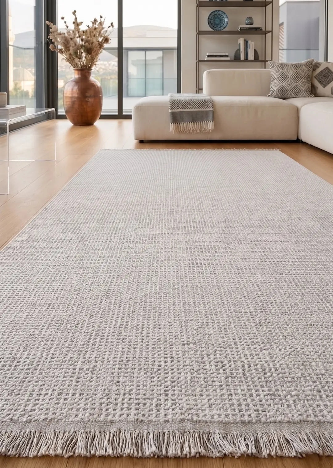 Lupi 407 Krem Sisal Bukle Yumuşak Dokulu Modern Halı