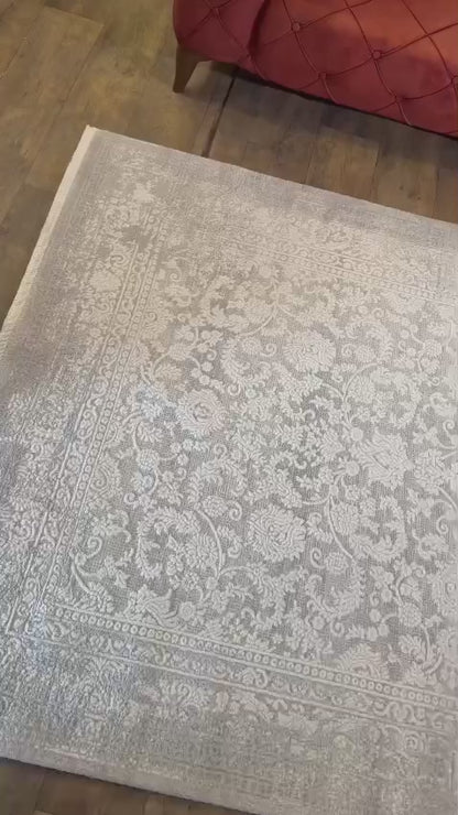 Boyut 2019 Gri Akrilik Modern Kesme Halı Yolluk – %100 Akrilik, 12 mm Hav Yüksekliği, Lazer Kesim