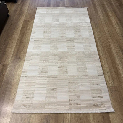 Dekor Modern Halı 1136 Vizon Yumuşak Dokulu Saçaksız Salon Halısı
