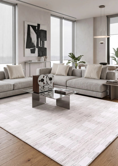 Dekor Modern Halı 1136 Vizon Yumuşak Dokulu Saçaksız Salon Halısı